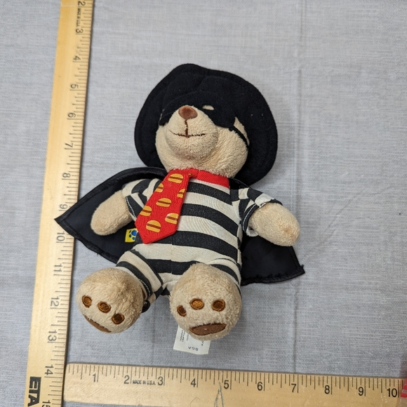 2005 Build A Bear McDonalds Hamburglar Striped Outfit Red Tie Hat Plush Toy 8" - Picture 8 of 11